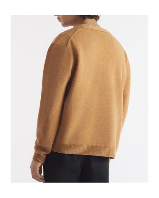 Maison Kitsuné Brown Maison Kitsuné Fox Head Intarsia-Knit Cardigan for men