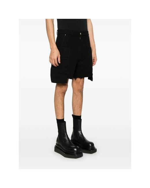 Rick Owens Black Bermuda Cargo Shorts for men