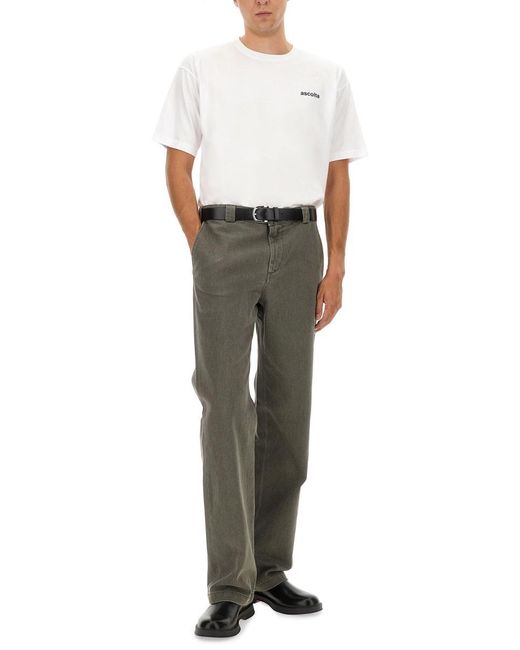 Aspesi Green Zippered Casual Pants for men