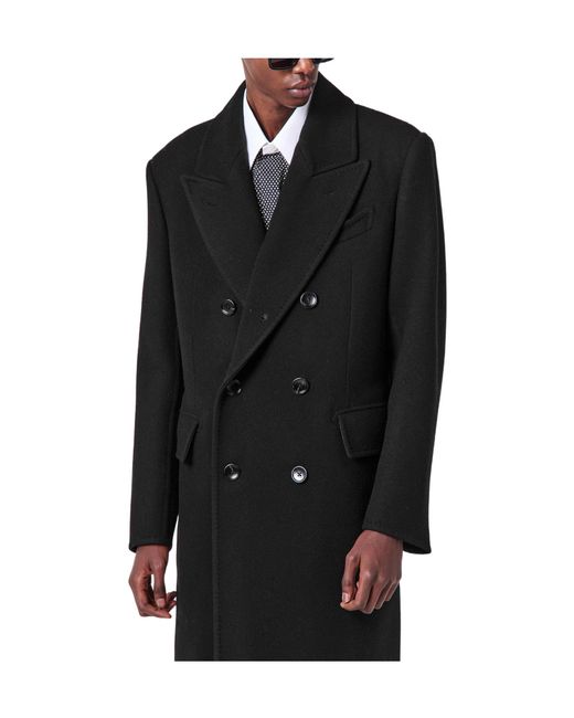 Tom Ford Black Double-Breasted Long Coat for men