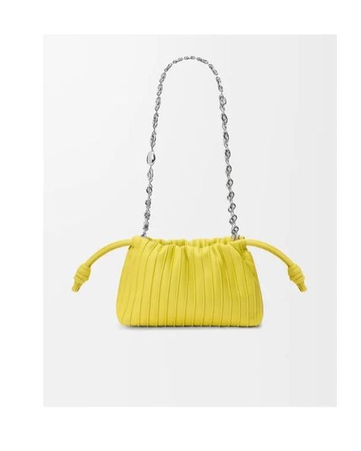Loewe Yellow Mini Flamenco Pleats Purse