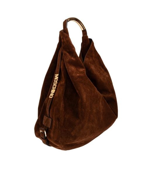 Moschino Brown Suede Shoulder Bag