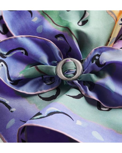 Dior Blue Iviera Asymmetrical Silk Top
