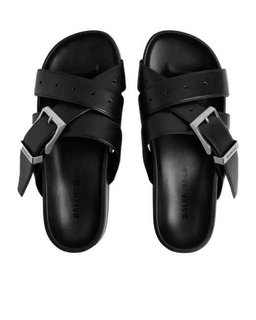 Balenciaga Black Belt Slide Sandals for men
