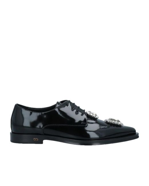 Dolce & Gabbana Black Solid Color Laced Shoes