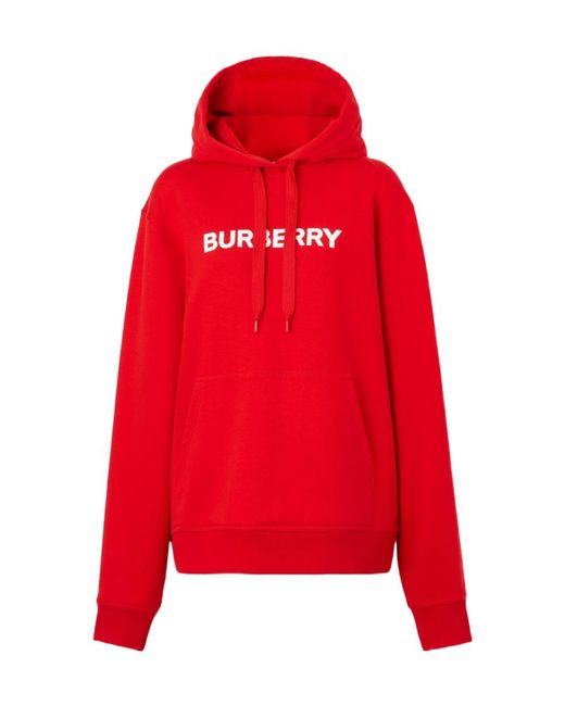 Burberry Red Logo Print Cotton Hoodie