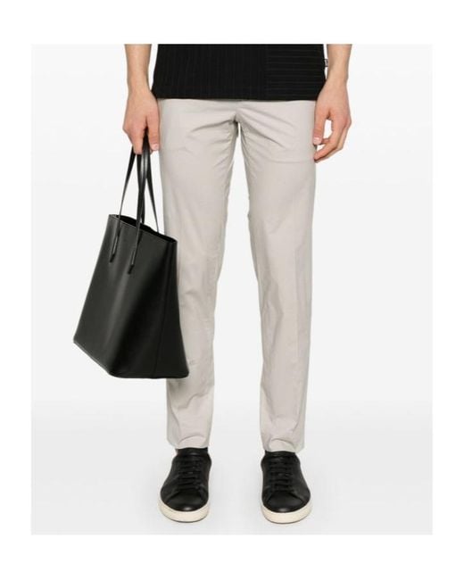 Incotex White Concealed Fly Pants for men