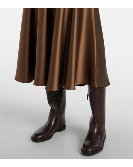 Altuzarra Brown Ames Silk Satin Midi Skirt