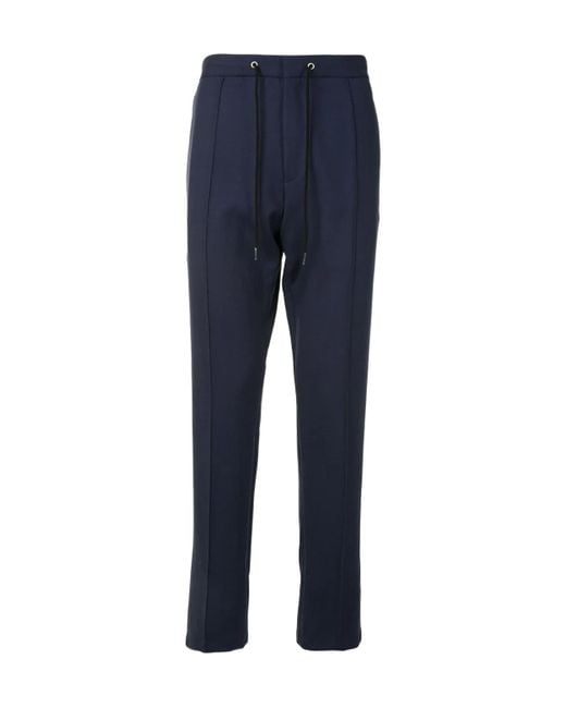 KENZO Blue Piped-Trim Drawstring Waist Trousers for men