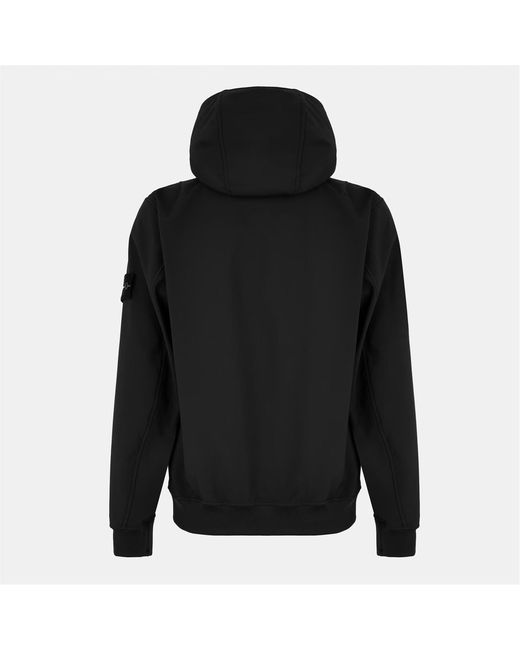 Stone Island Black Water And Wind Resistant Hooded Softshell Jacket for men