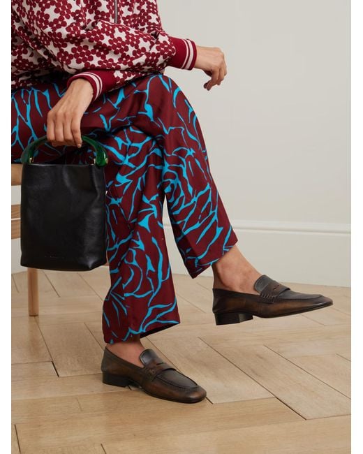 Dries Van Noten Black Block Heel Penny Loafers