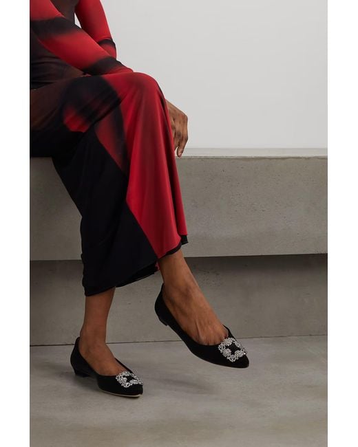 Manolo Blahnik Black Logo Flats