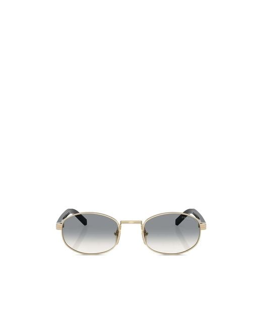 Prada White Eyewear Oval Frame Sunglasses