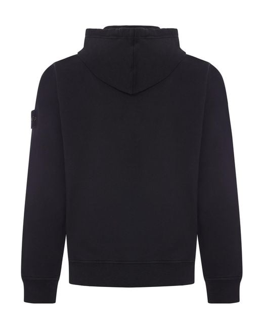 Stone Island Blue Logo Patch Drawstring Hoodie for men