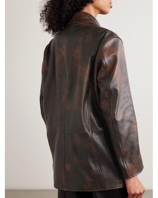 Nour Hammour Black Seleste Patchwork Distressed Leather Jacket