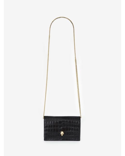 McQueen Black Skull Embossed Crossbody Bag