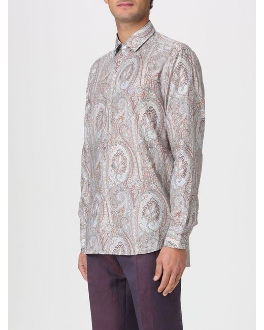 Etro Brown Floral Paisley Long-Sleeved Shirt for men