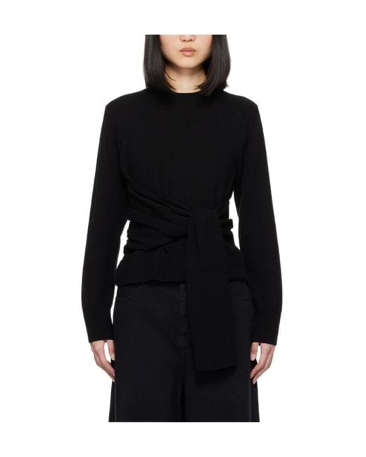 MM6 by Maison Margiela Black Wrap-Around Crewneck Jumper