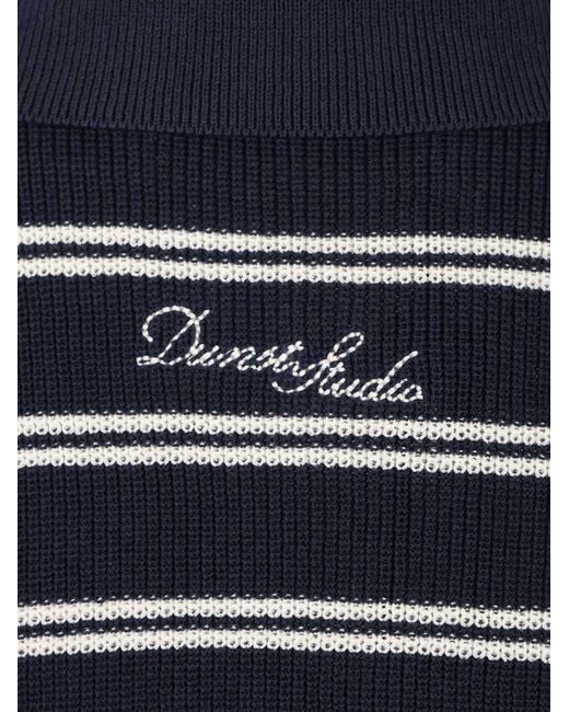 DUNST Blue Striped Polo Knitted Top for men