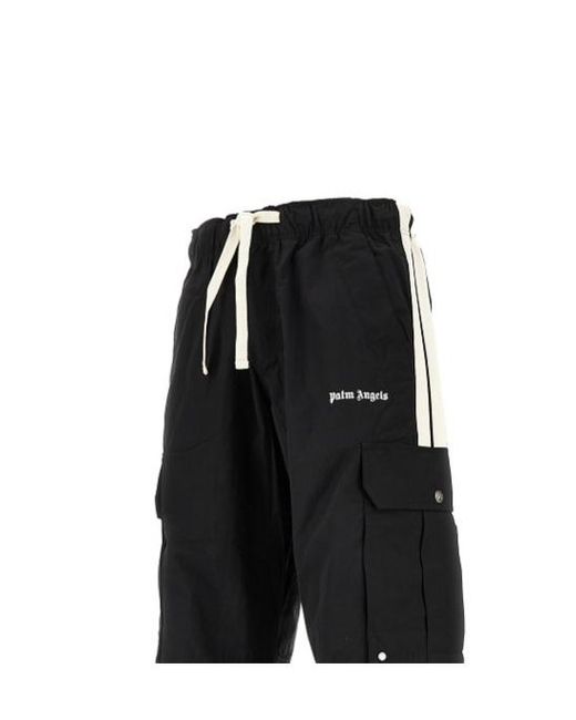 Palm Angels Black Side-Stripe Cargo Track Pants for men