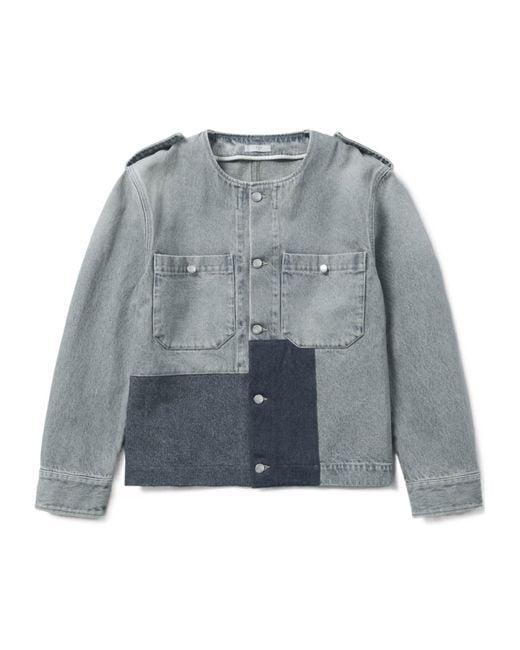 1989 STUDIO Gray Panelled Denim Jacket for men