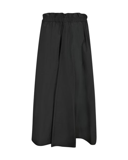 Herno Black A-Line Elastic Waist Midi Skirt