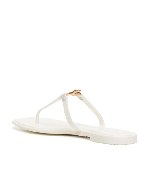 Tory Burch White Roxane T-Bar Strap Sandals