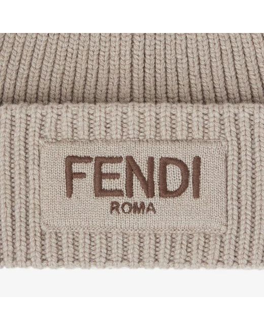 Fendi Natural Dove Wool Beanie