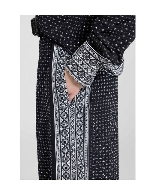 Ermanno Scervino Black Bandana Print Silk Palazzo Trousers With Hand-Applied Crystals