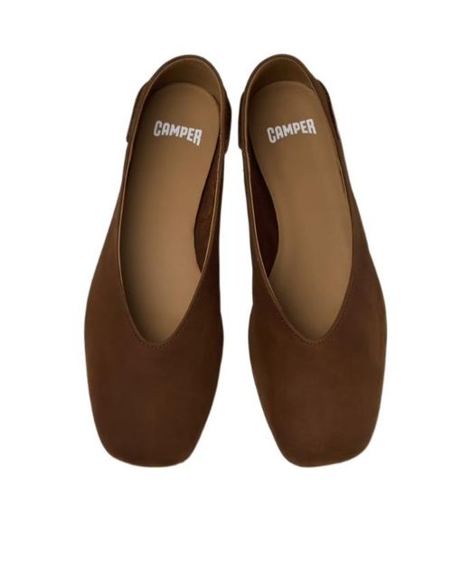 Camper Brown Casi Myra Nubuck Leather Ballet Flats