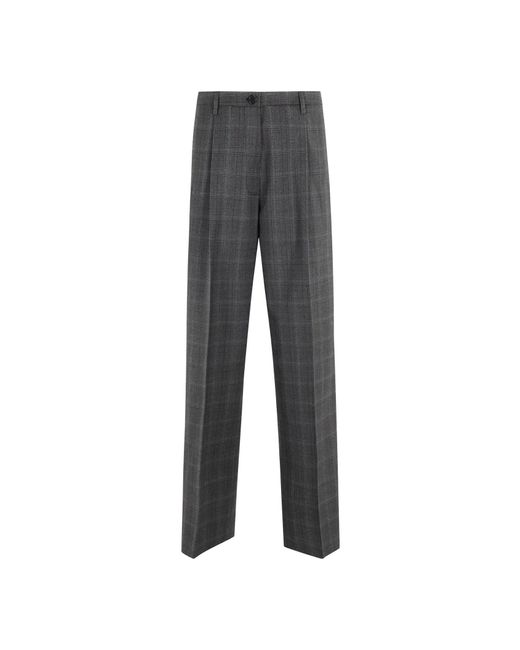 Aspesi Gray Checked Trousers