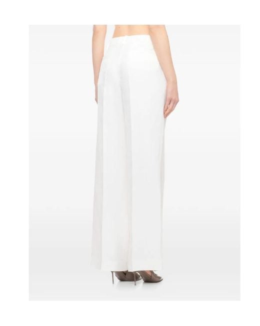 P.A.R.O.S.H. White P.A.R.O..H. Tailored Wide-Leg Pants