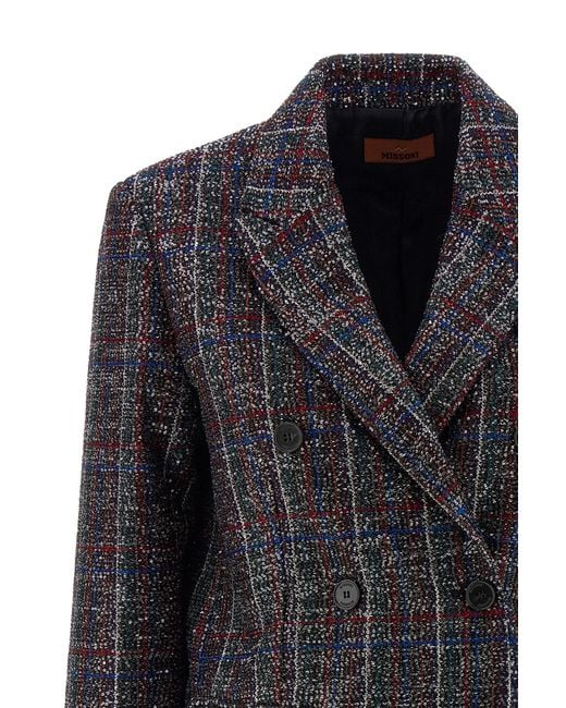 Missoni Black Sequin-Embellished Tartan Blazer