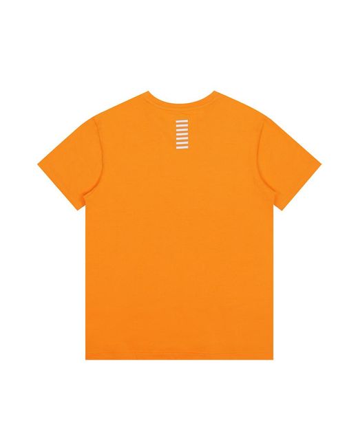 EA7 Orange Logo T-Shirt With Round Neck for men