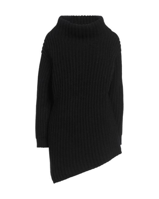 Max Mara Black Solid Color Knitted Turtleneck Sweater