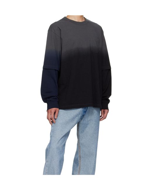Sacai Blue Patch-Pocket T-Shirt for men