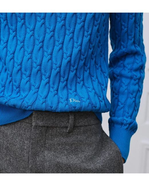 Dior Blue Cable-Knit Knitted Sweater for men