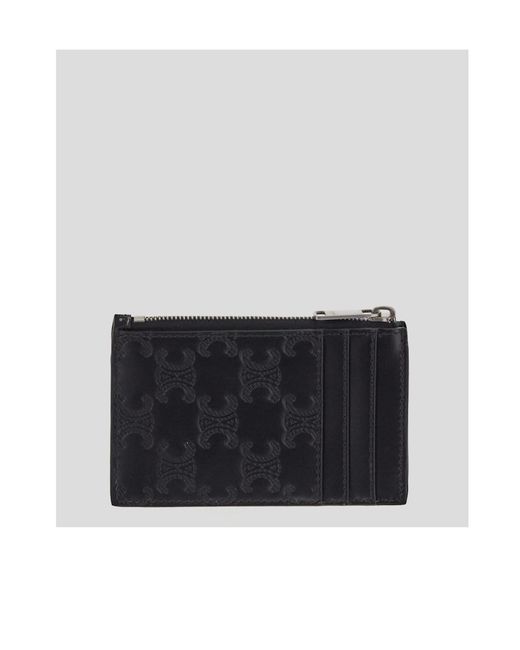 Céline Black Zipped Card Holder for men