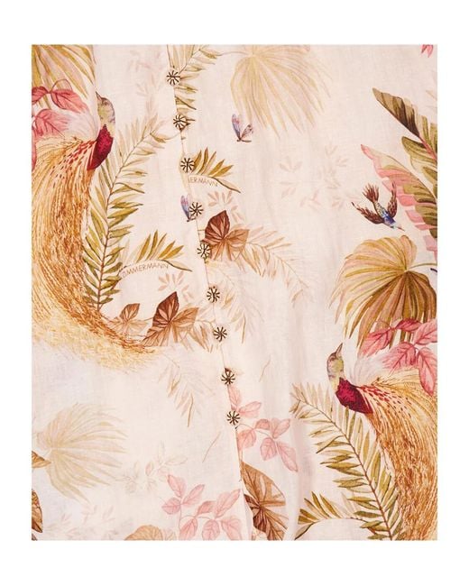 Zimmermann Natural Floral Printed V-Neck Long Dress