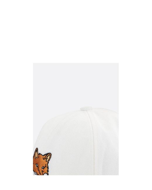 Maison Kitsuné White Maison Kitsuné Logo Embroidered Baseball Cap for men