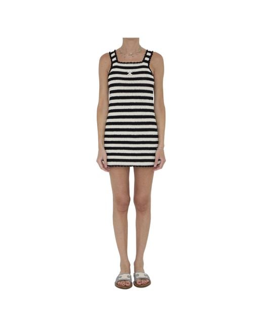 Céline White Triomphe Striped Mini Dress