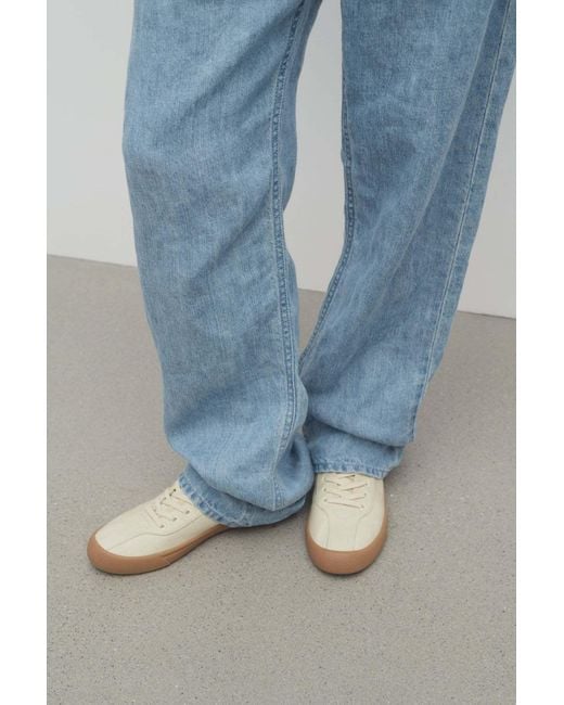 The Row White Round Toe Lace-Up Sneakers