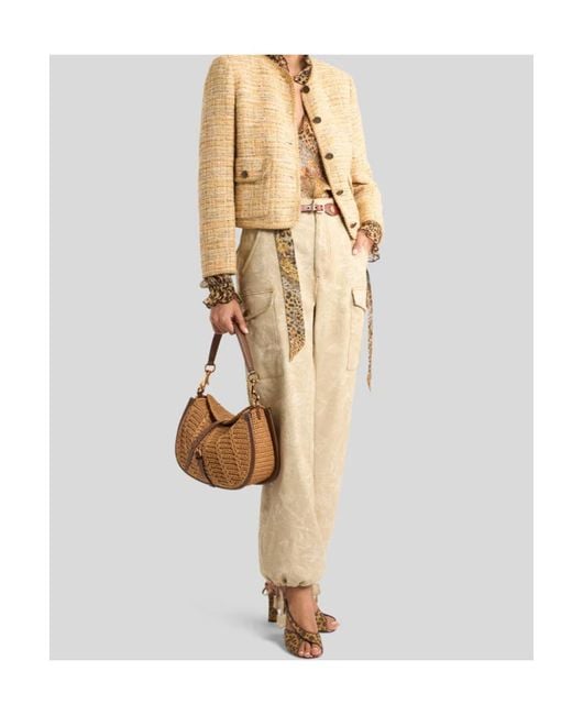 Etro Brown Paisley And Animal Printed Scarf Chiffon Blouse