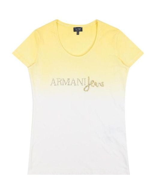 Armani Jeans Yellow T-Shirt With Round Neck And Short Sleeves