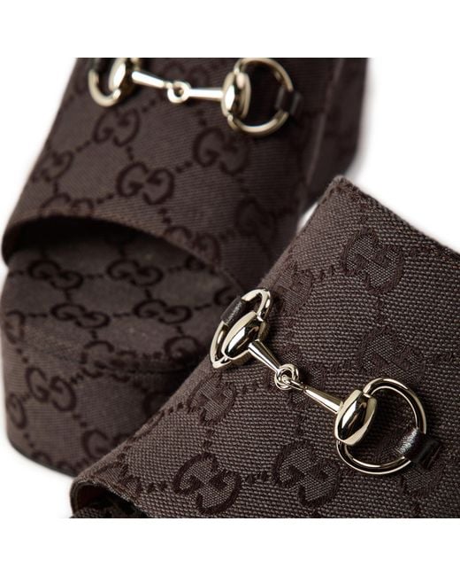 Gucci Brown Horsebit Platform Sandals