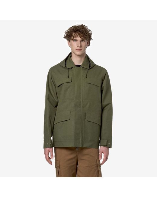 K-Way Green Erhal Hoodie Zip-Up Jacket for men