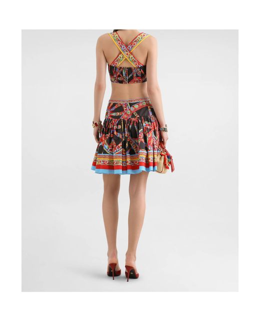 Dolce & Gabbana Orange Carretto-Print Poplin Top