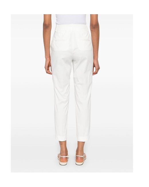 Peserico White Cropped Pleated Trousers