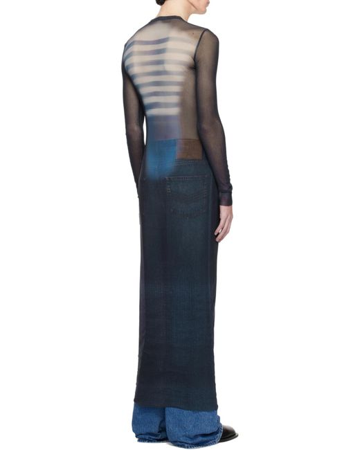 Jean Paul Gaultier Blue Printed Tulle Dress