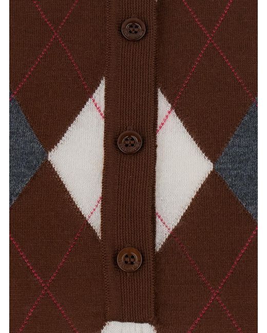 Semicouture Brown Semi Couture Diana Argyle Polo Knitted Sweater